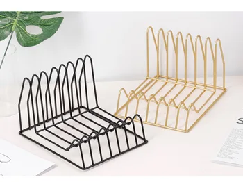 

1PC Nordic style Golden Iron Art Grid Storage Rack Book Holder Three Layer Desktop Magazine Shelf Home Organizer Holder JL 246