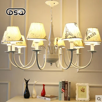 

American - style Living Room Chandelier Jane European Nordic Mediterranean Warm Bedroom Cloth Cloth Cover 10 Chandeliers