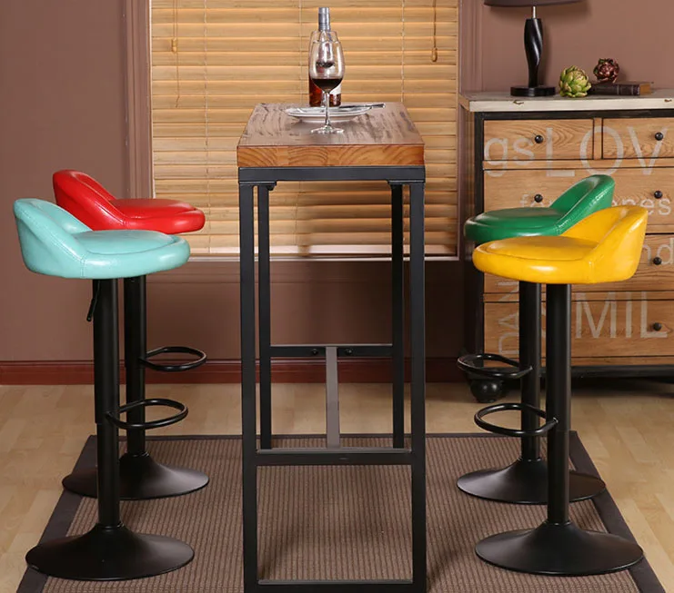 Adjustable Height 360 degrees Rotation Bar Stool Chair Vintage Rotating bar chair linen/pu leather Bar Furniture