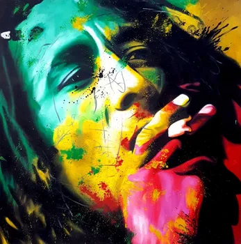 

Bob Marley Colorful Portrait Hand-Painted Oil Painting on Canvas