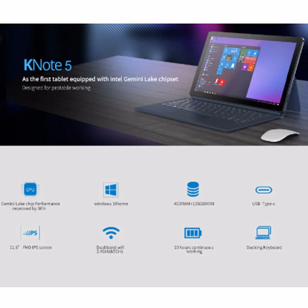 ALLDOCUBE KNote 5 планшет 11,6 дюймов 4 Гб ОЗУ 128 Гб ПЗУ 4000 мАч Windows 10 Intel Gemini Lake N4000 четырехъядерный 1920x1080 планшетный ПК