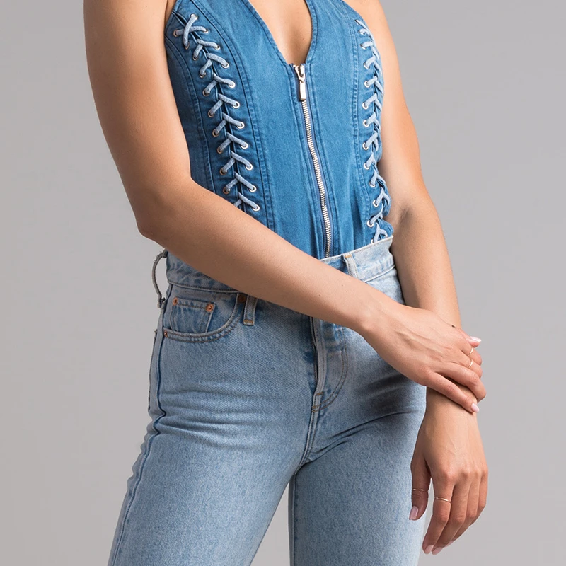STILL LOVE YOU DENIM HALTER TOP