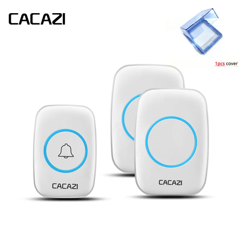 

CACAZI New Wireless 1 Outdoor Transmitters Doorbell With 1pcs Waterproof Cover 300M Remote smart Door Bell Chime Easy Install
