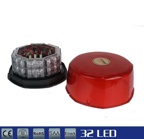 32 LED Gelb Magnetische Leuchtfeuer Notfallwarnblitzleuchte Gelb rot blau  weiß Dach Runde - AliExpress