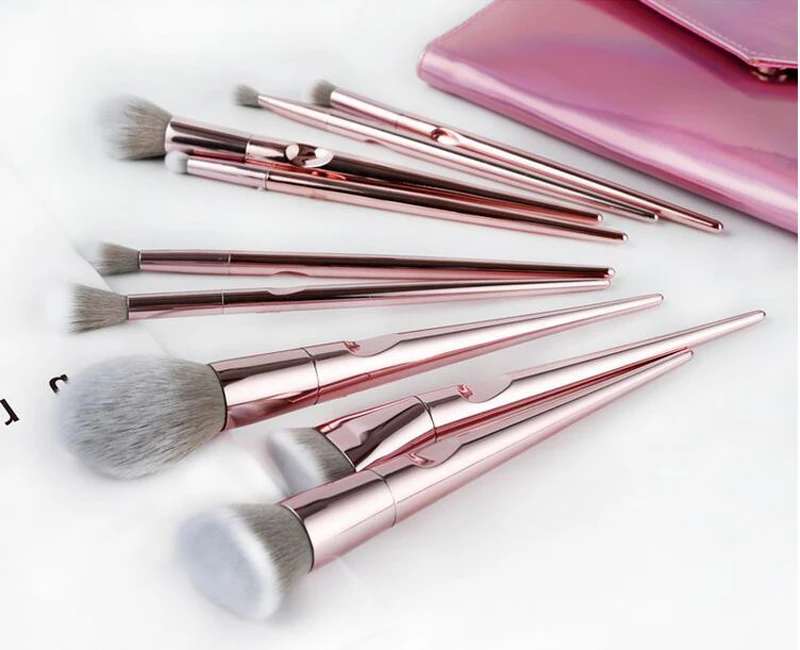 Pink Soft Face Makeup Brushes Tool Set Cosmetic Professional Eyeshadow Powder Fingerprint Blush Brush Highlights 10pcs Hot 10 (2)
