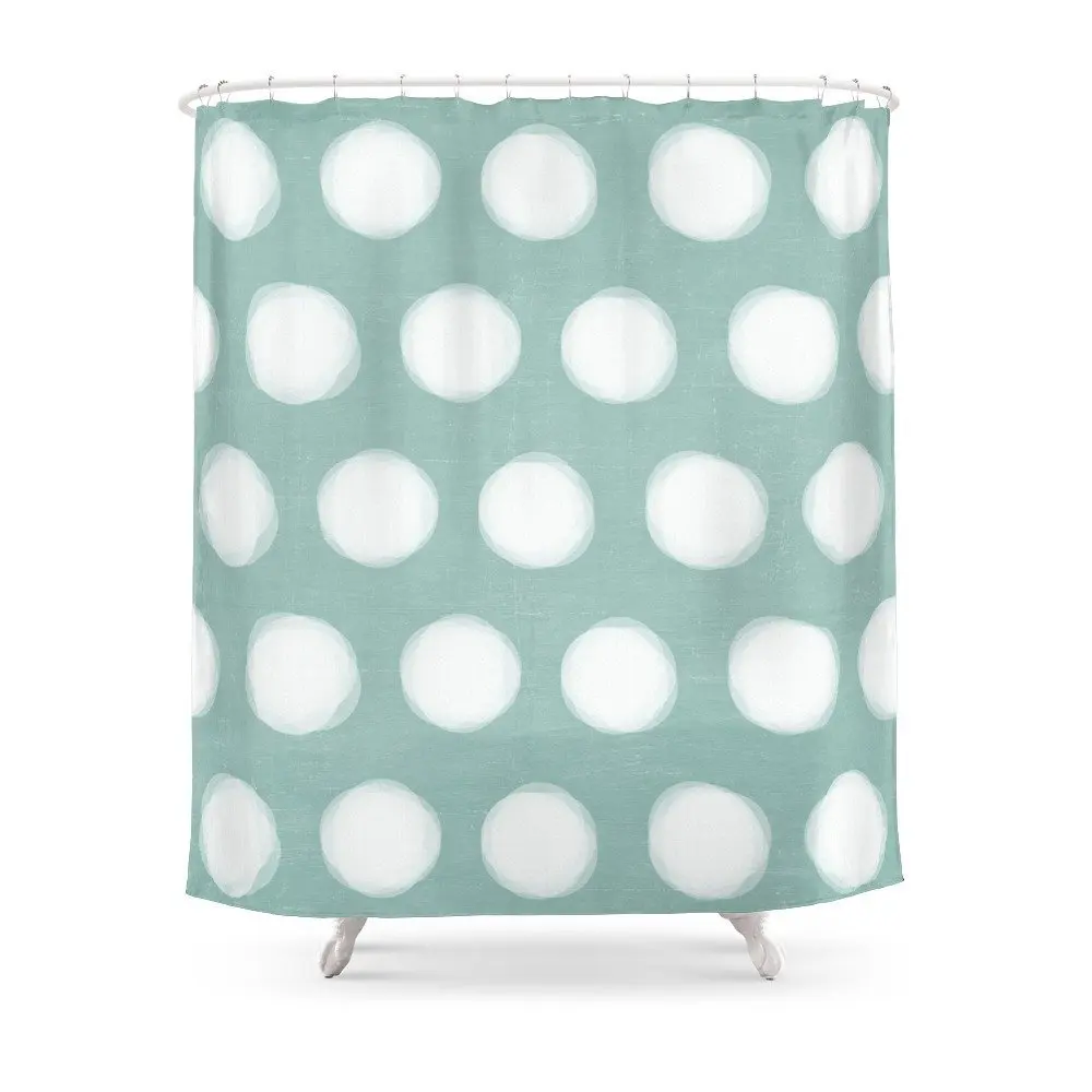 Painted Polka Dots Robins Egg Blue Shower Curtainin Shower Curtains