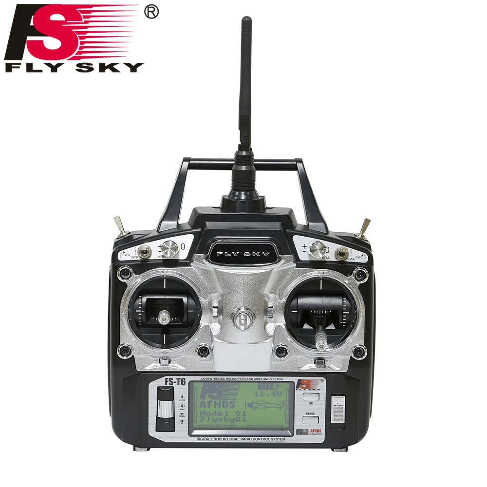 

Flysky FS-T6 FS T6 6ch 2.4g w/ LCD Screen RC Transmitter + FS R6B Receiver For Heli Plane For RC Drone Quadecopter Airplanes