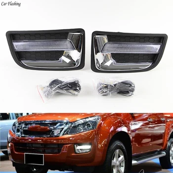 

Car Flashing 1 Set 12V ABS LED DRL Daytime Running Light Daylight With Fog Lamp Cover For ISUZU D-max Dmax 2014 2015 Car-Styling