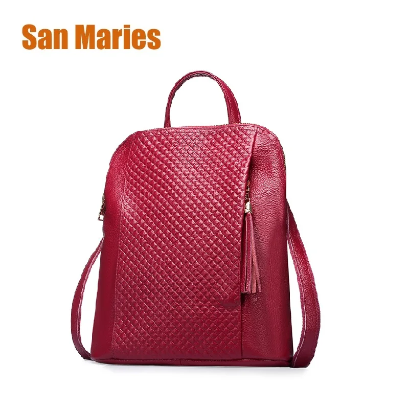 

San Maries Women Multifunctional Backpacks Luxury Designer Woman Genuine Leather Backpack Dual Use Multifunction Backpack Female