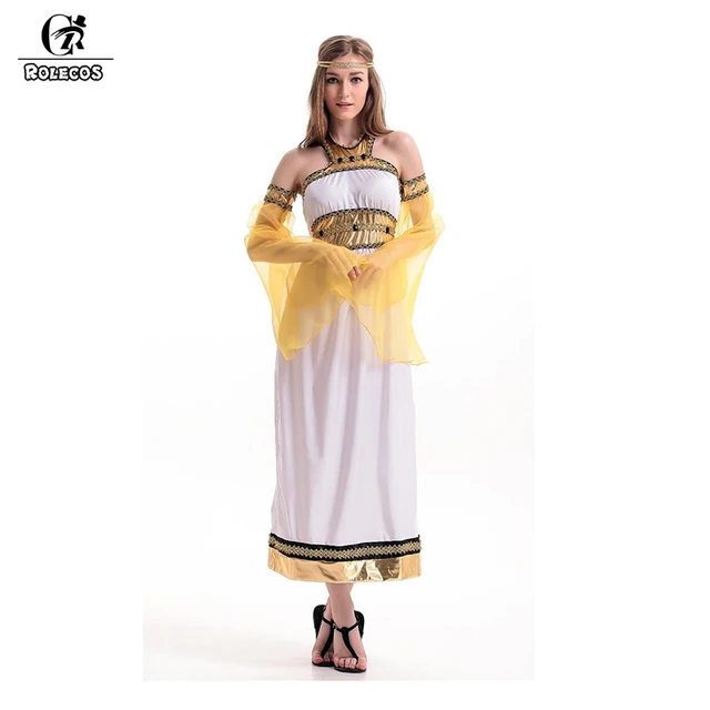 rolecos women halloween cosplay egyptian queen cosplay costume greek roman goddess costume brand retro dress for