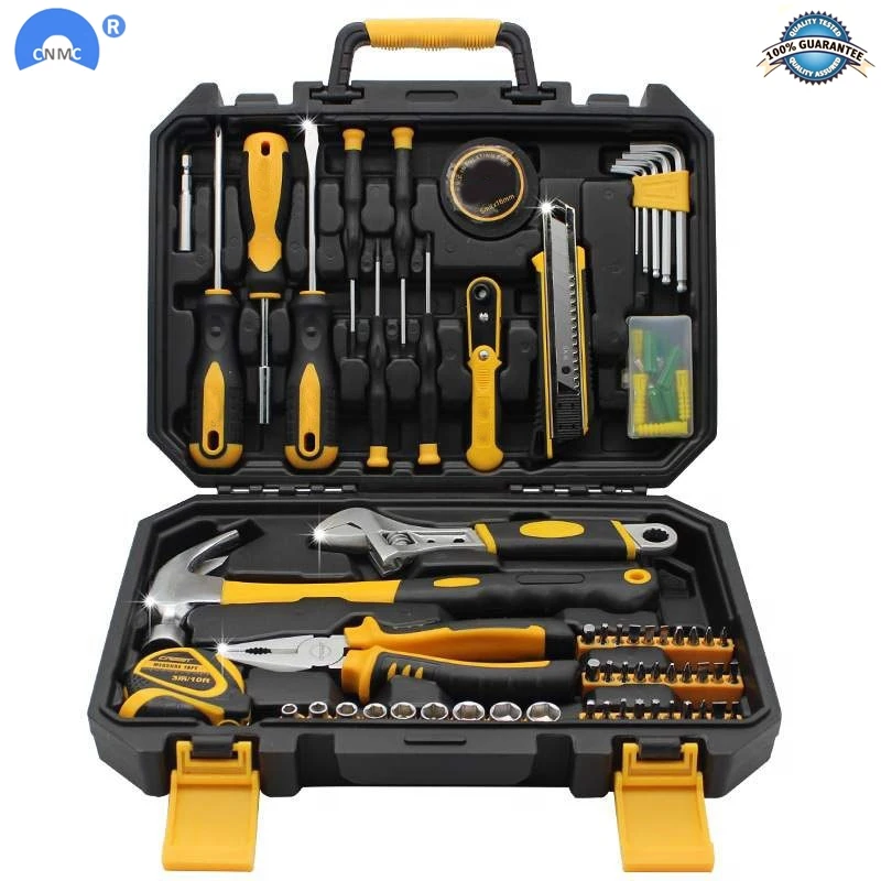 

100 pcs/Set Socket Wrench Tool Set Auto Repair Mixed Tool Combination Package Hand Tool Kit with Toolbox Storage Case