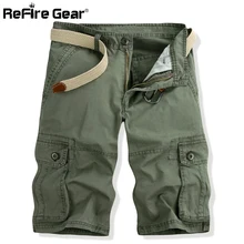 Refire gear, мужские шорты Карго, летние, с карманами, армейские шорты, мужские, хлопковые, военные шорты, повседневные, свободные, до колен, короткие штаны