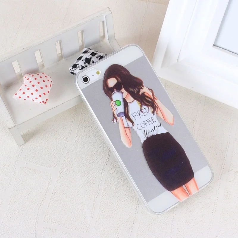 Case for iphone 5s Cover A Girl Transparent Soft Silicone Cases For iPhone 5 5S SE TPU Phone Case 10