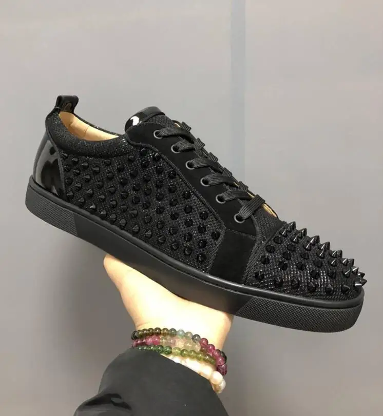 

Famous Brand new Low Cut Suede Spiked Toe Casual Flats Rivets Luxury Shoes For Men and Women Party Designer Sneakers Big Size 46
