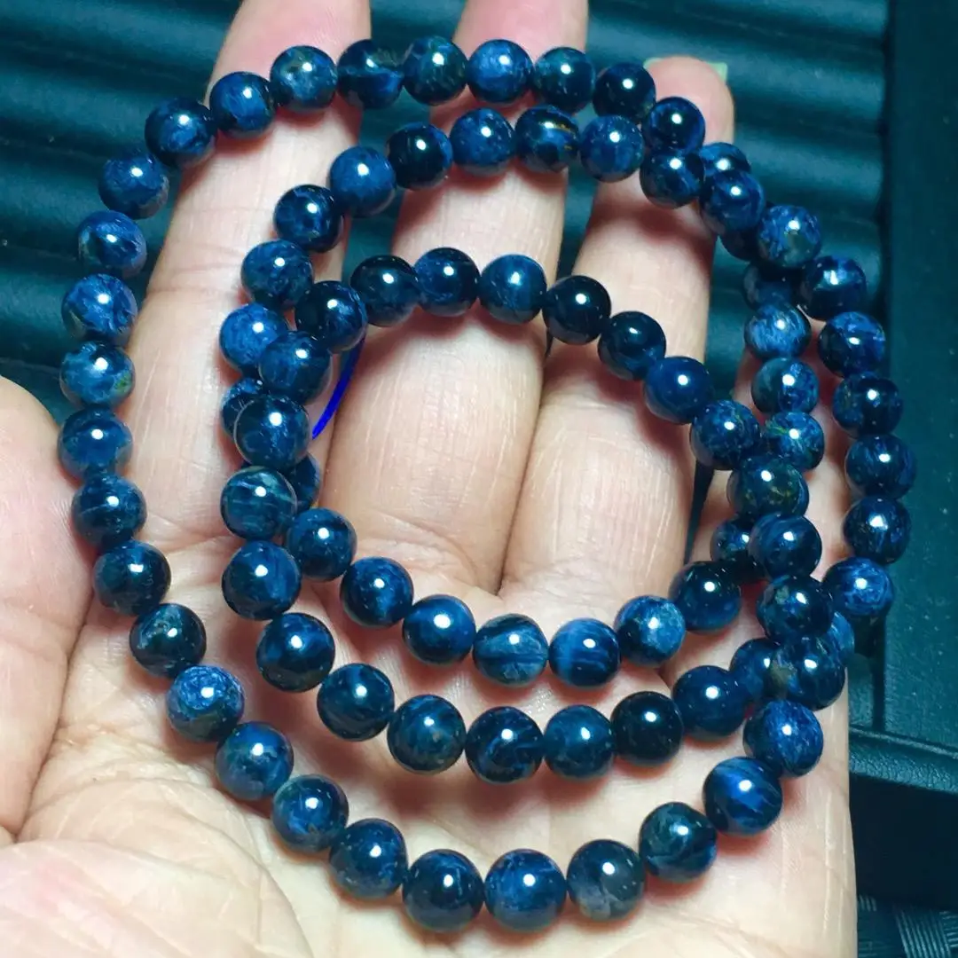 

Natural Namibia Pietersite Blue Yellow Beads 6mm Gemstone Multi-turn 3 laps Cat's eye Round Bead Bracelets Man Women