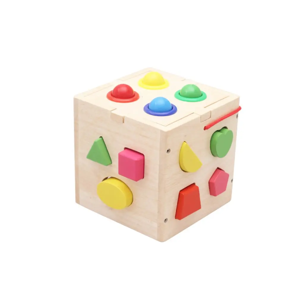 17 Holes Intelligence Box Wooden Shape Sorter Baby Cognitive and