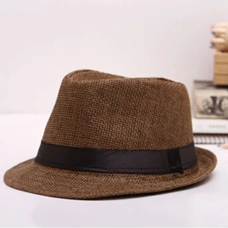 Summer Jazz Straw Hat Women Men Panama Cowboy Trilby Visor Cap Male British  Gangster Caps Female Beach Sun Hats CP0190 (2)