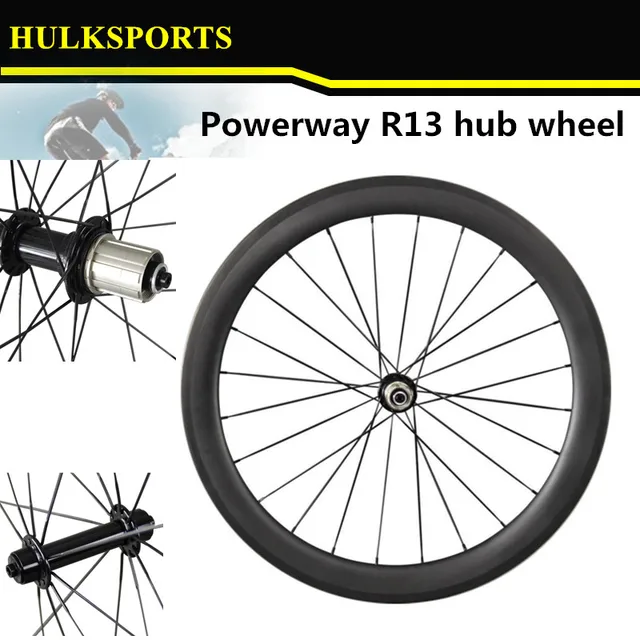 Cheap Single Wheel 60mm high 25mm wide tubeless bicycle powerway r13 wheel 25mm 700c carbon wheels carbon wheels HK-WH-60C-W25-R13