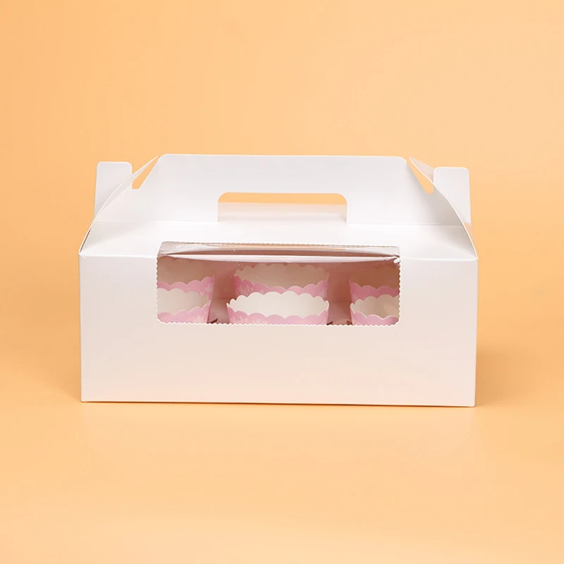 Из бумаги для кексов коробка с окном 6 отверстий торт Muffin упаковочные коробки, свадьба, день рождения Подарочная упаковка упаковочные материалы