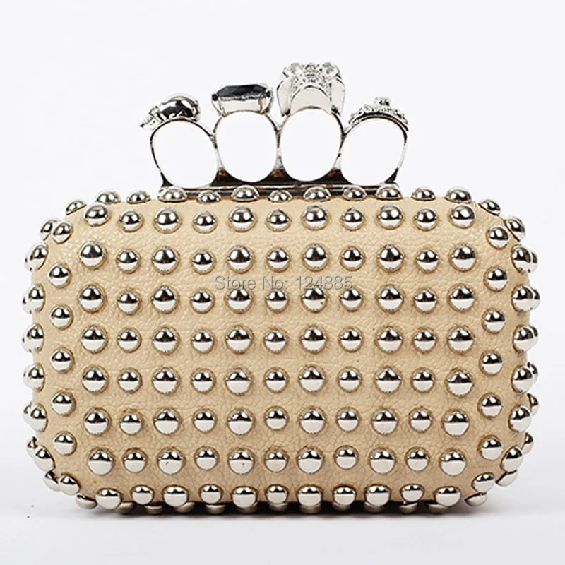 NEW Evening Bag Ladies' Skull Clutch Knuckle Skull Rings Handbag Four