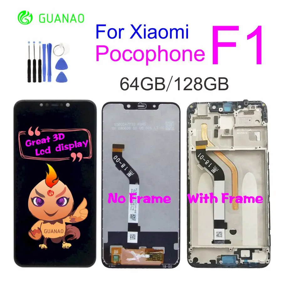 2018 Original New For Xiaomi Pocophone F1 LCD Display Touch Screen Digitizer Assembly for Xiaomi Pocophone F1 LCD Screen Replace 2