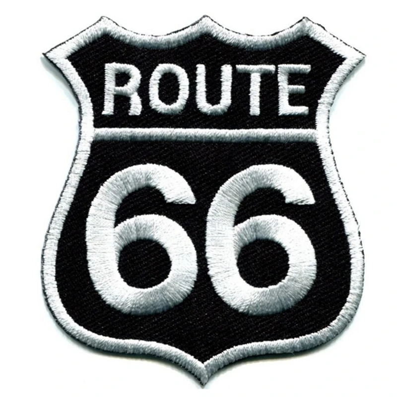 

Patches For Clothing Parches Route 66 Retro Muscle Cars 60s Americana Usa Applique Iron-on Highway Road Sign Biker Emblem Patch