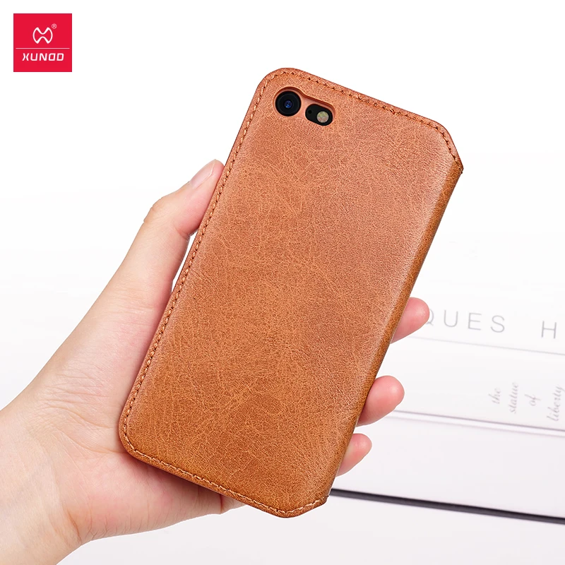 

XUNDD Business Leather texture Phone Case for iPhone 7/8 Plus soft full cover card slot flip stand Wallet Cases Coque Gra