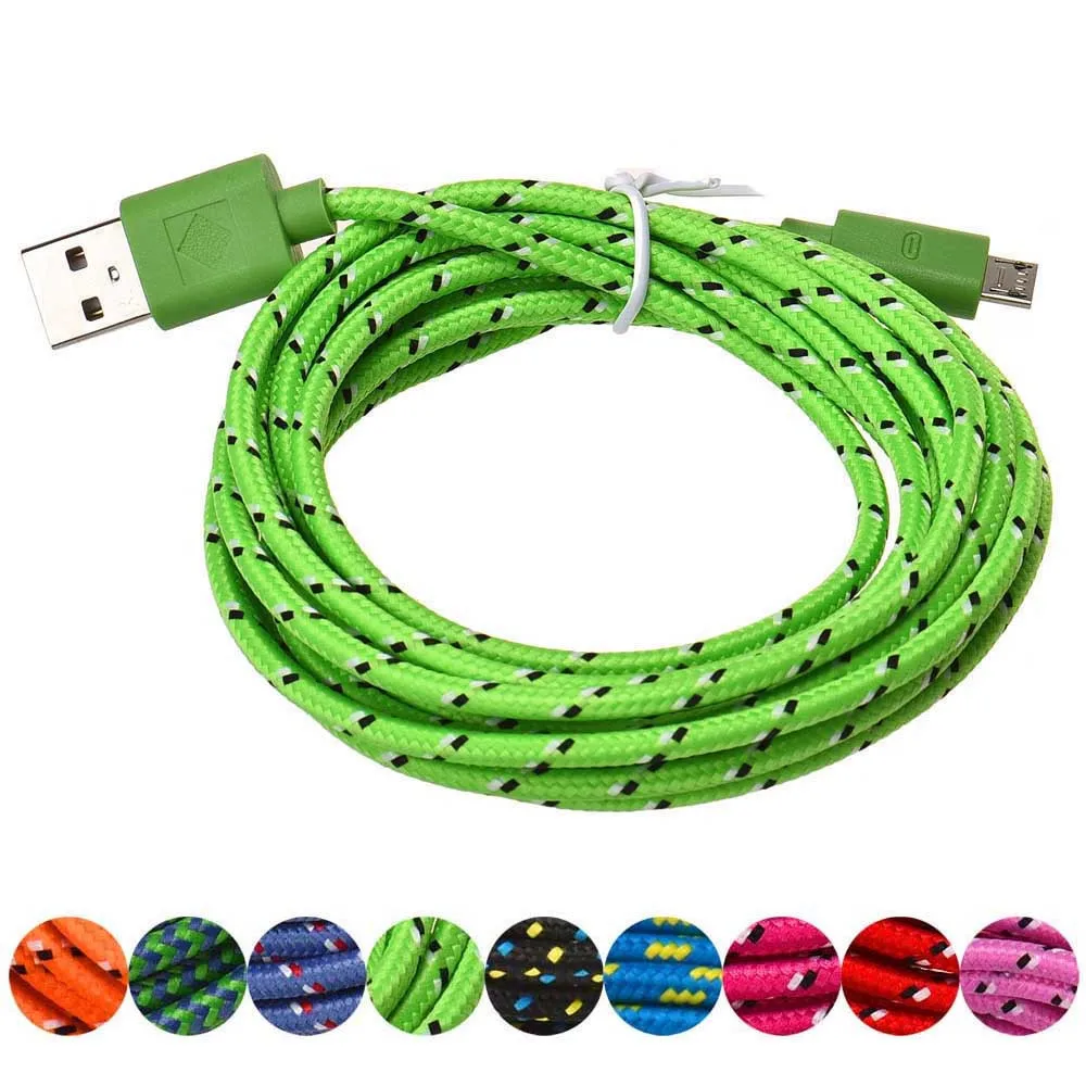 2 м/3 м шнур телефон универсальный телефонный кабель микро USB телефонный кабель для сотового телефона смартфон зарядный кабель синхронизации данных# SYS - Цвет: Зеленый