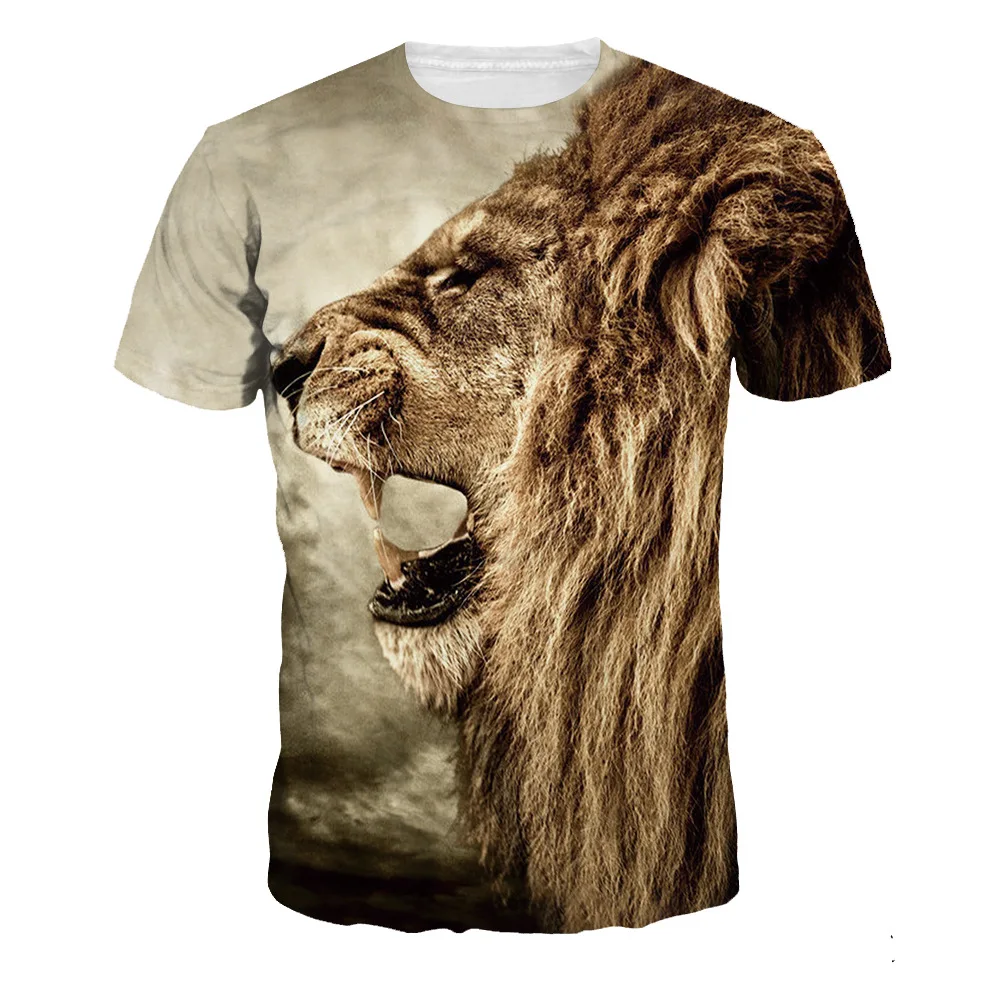 

New Fashion Men/Women 3d T-shirt Print Ferocious Lion Animal Quick Dry Tshirts Summer Tops Tees