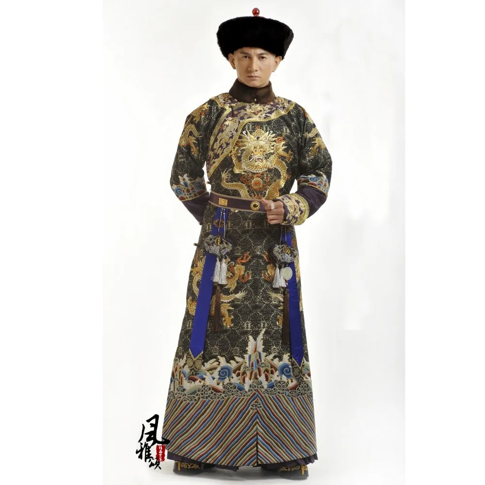 Зимний дизайн династии Цин принц официальный костюм Hanfu для ТВ-игра bubujingxin Великолепная вышивка мужской костюм только без шляпы