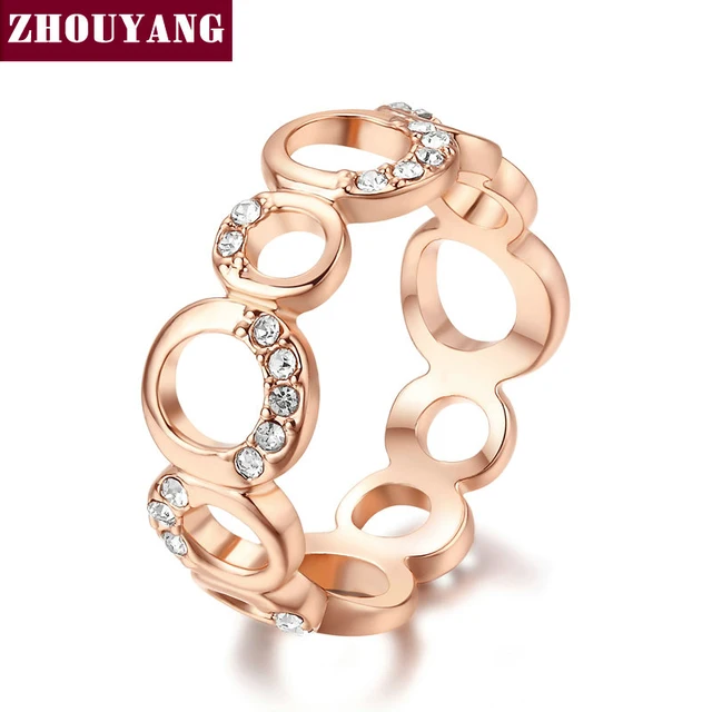Top Quality Concise Crystal Ring Champagne Rose Gold Color Austrian Crystals Ful Top Quality Concise Crystal Ring Champagne Rose Gold Color Austrian Crystals Ful