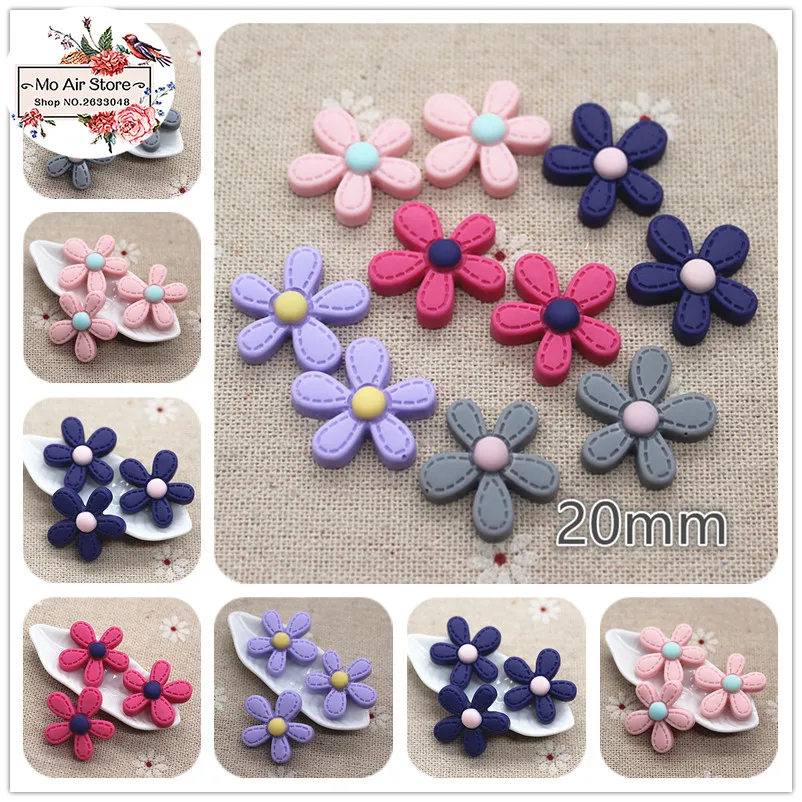 

20pcs mix color Resin flower Cabochon Flatback craft for Scrapbooking hair bow center For DIY craft 20mm
