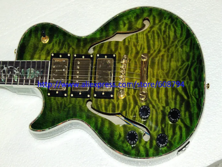 Custom SHOP Left Handed Electric Guitar green style SHOP hollow body Electric Guitar China guitar guitar factory free shipping