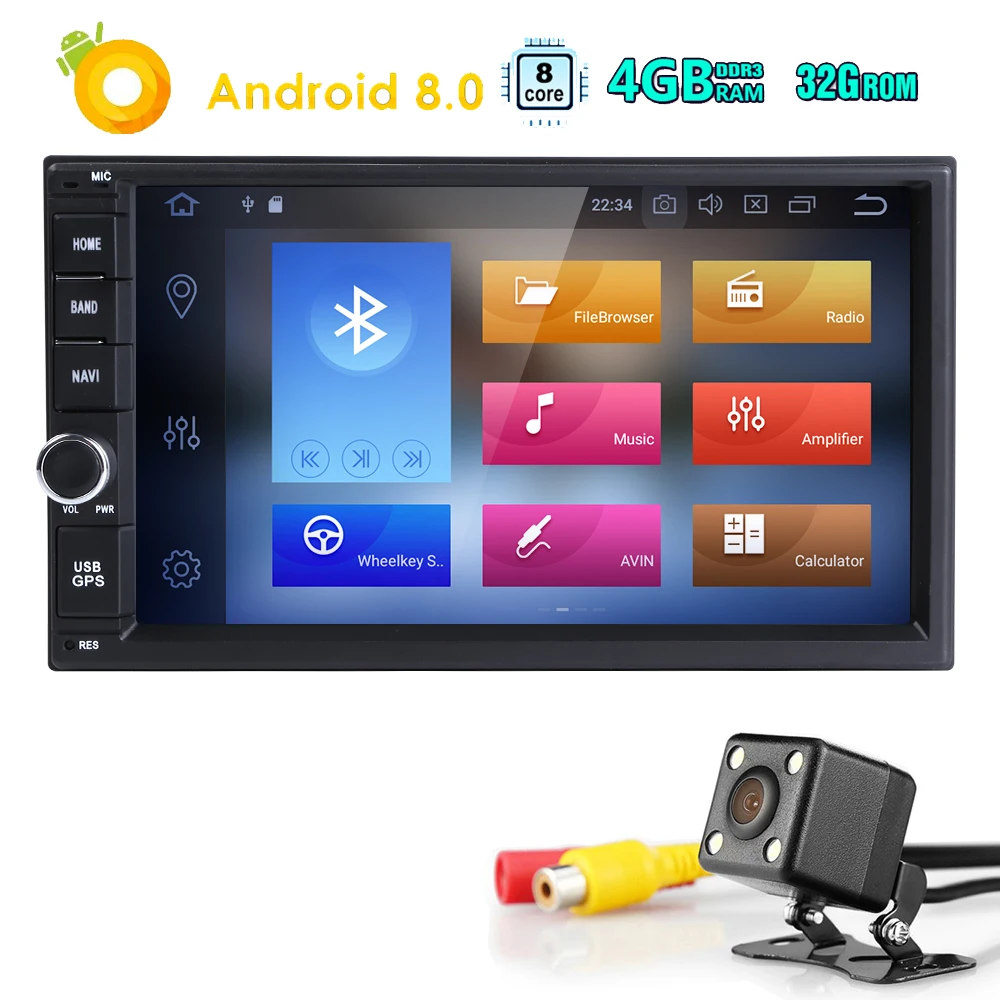

2Din 7''Android 8.0 Universal Car Radio NoDVD Player GPS Navigation 4GBRAM 32GROM Car Stereo FM Rds Wifi 4G DAB+ Headunit CAM BT