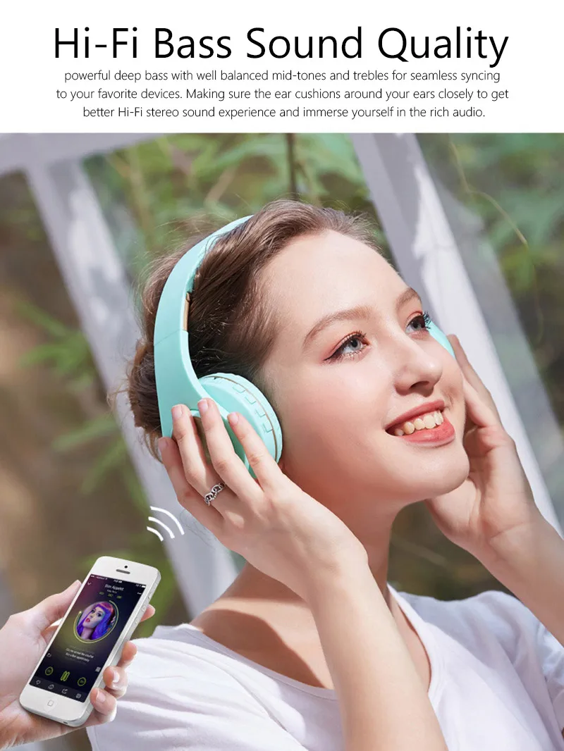 Tourya A1 Bluetooth 5.0 Wireless Headphone With HD MIC Headset Support Tf card Earphone Adjustable Foldable Headphone For phone