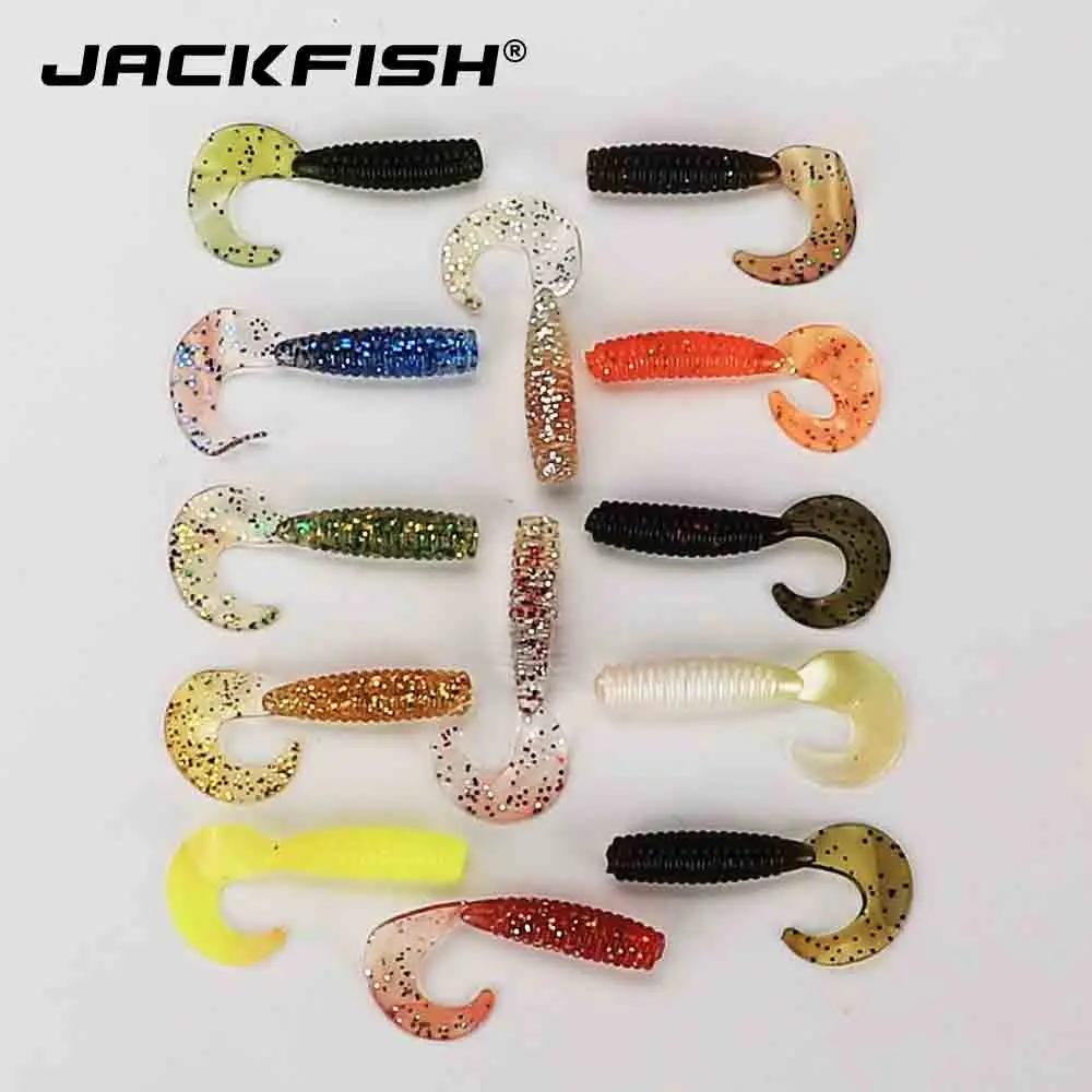 

JACKFISH Soft Bait 13pcs/lot 1g 55mm long Tail Soft Lure Curly Tail Fishing Lure Artificial Bait Fishing tackle