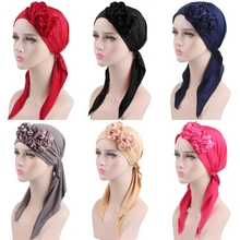 Женские стереоскопические Цветочные плетеные головные повязки Chemo эластичная чалма мусульманская шапка