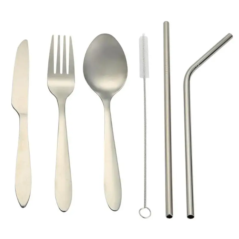 Kitchen utensils-C Портативный нержавеющей стали соломенная Ложка Вилка Нож многоразовые столовые приборы для путешествий Набор - Цвет: Kitchen utensils-C