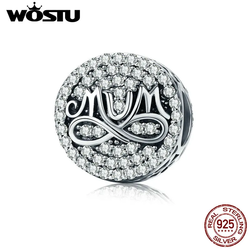 

WOSTU Hot Sale 925 Sterling Silver Infinite MUM Love Beads Fit Original Charm Bracelet Fashion Jewelry Mother Day Gift CQC612
