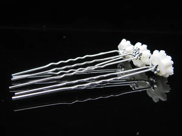 200 pcs/lot Free Shipping NEW White Flower Hair Pins Wedding Party Bridal Hair Jewelry Woman fashion Hair clips