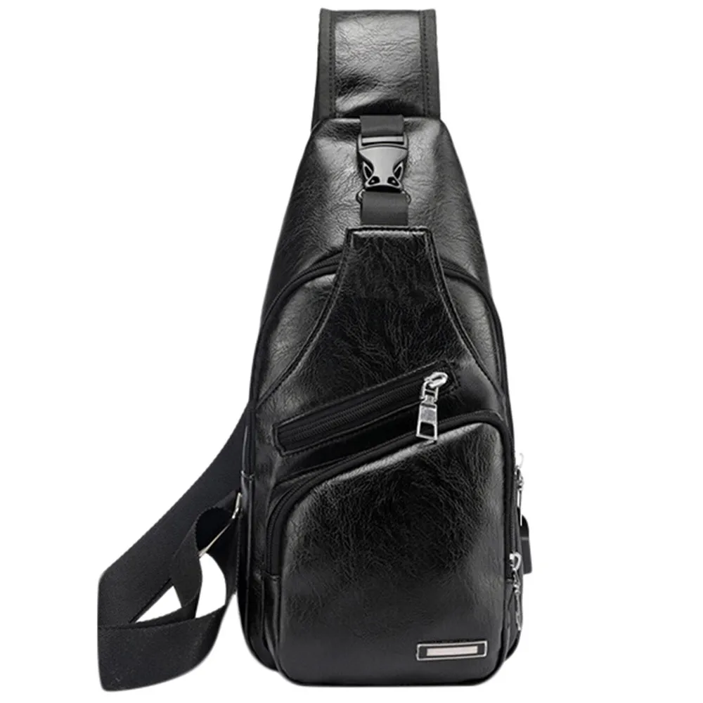 Мужские сумки через плечо, usb зарядка, сумки через плечо, Мужская Противоугонная нагрудная сумка, школьная короткая походная Сумка-мессенджеры, сумка для спорта на открытом воздухе# H - Цвет: Черный