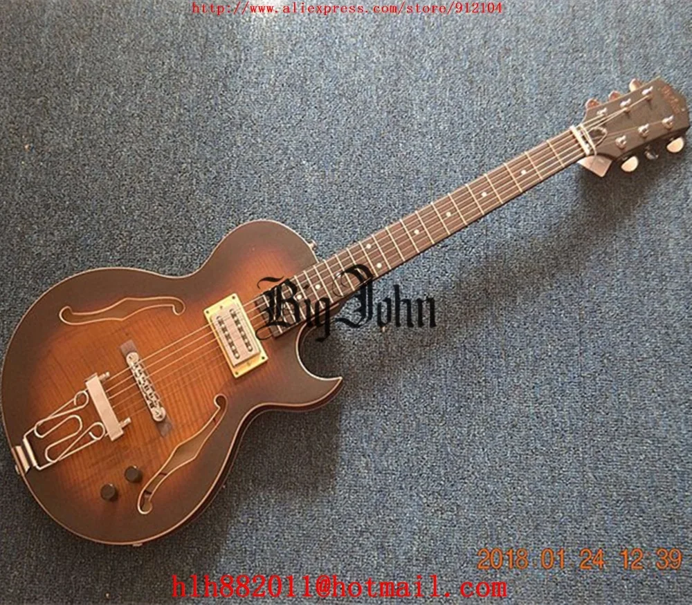 

free shipping new Big John F hole electric guitar in smoked color with mahogany body F-3418