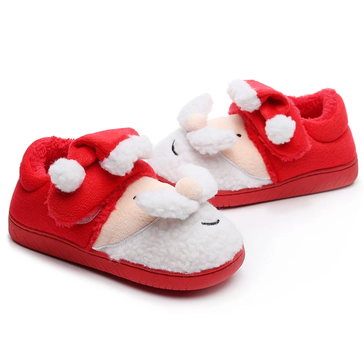 Рождественские детские меховые плюшевые зимние теплые тапочки для девочек; хлопковая обувь для спальни для маленьких мальчиков; Домашние тапки для малыша с героями мультфильмов