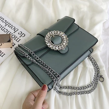 

Elegant Female Flap Square Bag New Quality PU Leather Women's Designer Handbag Diamond Lock Chain Shoulder Messenger Bag X1-90