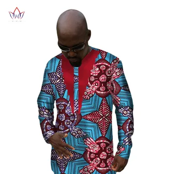 

2017 African Print Clothing Dashiki Shirt Men Long Sleeve t Shirt Mens Clothes Plus Size African Clothing 6XL BRW WYN41