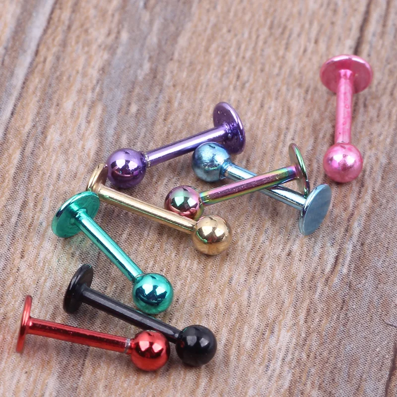 Stainless Steel Lip Piercing Jewelry Mix 8 Colors 50pcs /lot Labret Ring and Stud Body Tragus Helix Jewelry