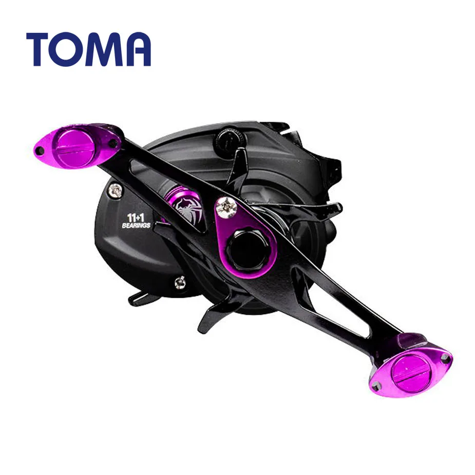 

TOMA Baitcasting Reel Fishing Bait Casting 7.0:1 11+1BB Ball Bearings Carbon Fiber Drag System Metal Knob Long Handle