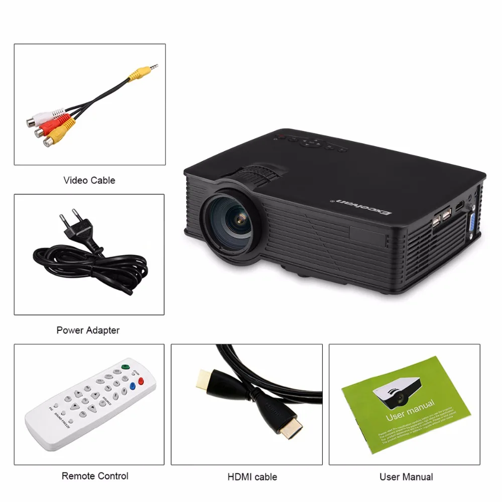 Excelvan GP9 EHD09 мини светодиодный проектор 800x480 пикселей Поддержка 1080P 1800 люмен
