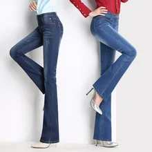 Осенне-зимняя обувь для женщин клеш тонкий Изношенные удобные и джинсы-шлифовальные, джинсы для женщин