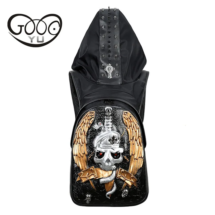 

GOOG.YU tide cool mystery hat bag 3D stereo men's computer student backpacks Pirate serpentine sword laptop backpack men